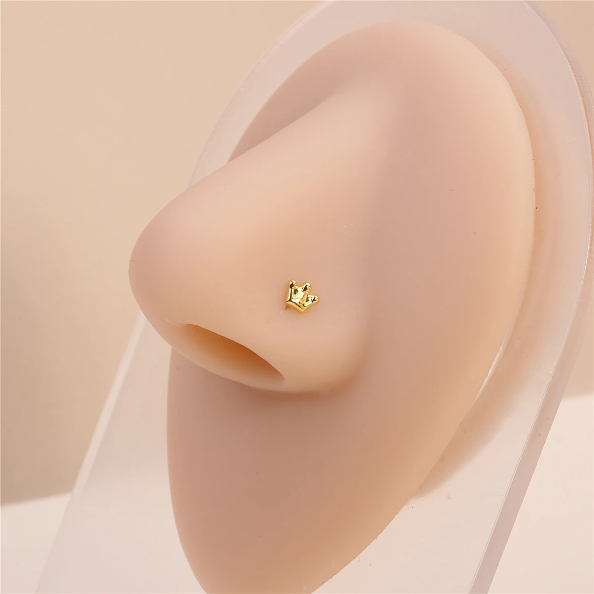 20 PCS Solid Crown Shape Nose Studs Ball End Pin Nose Bone Nostril Bendable Soft Needle Nose Piercing Boxed Jewelry Wholesale