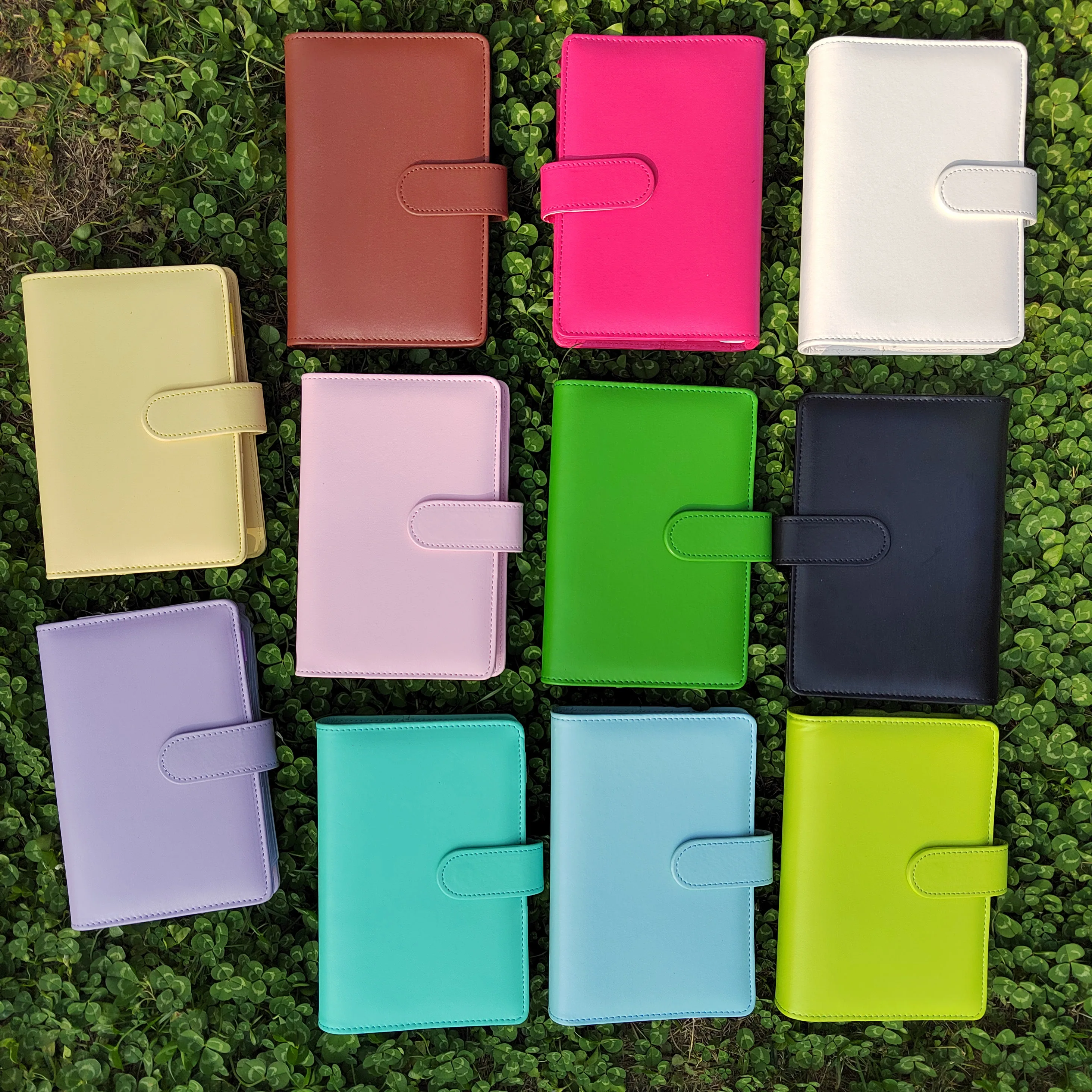 Wholesale 6 ring loose-leaf budget binder set planner cash budget binder system Macaron Candy Color PU Leather Cover A6 binder