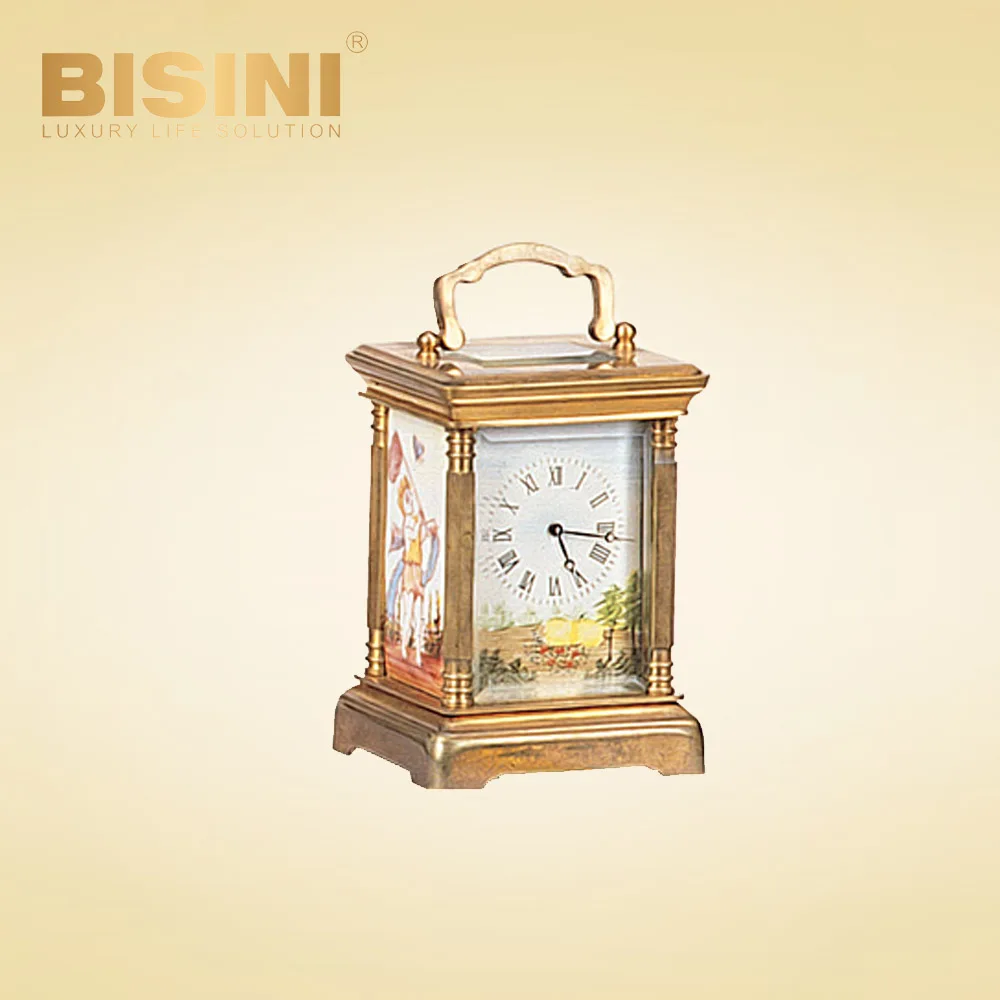 Miniature fashion patterns Small Square Leather luxury desk clock Antique Household clock Living Room bedroom fashion clock