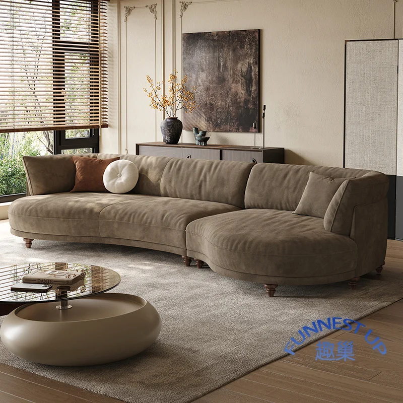 French Elsa Velvet Fabric sofa designs bed sofa furniture modern 3 or 4 seats Italian minimalist curved lunar new model sofa