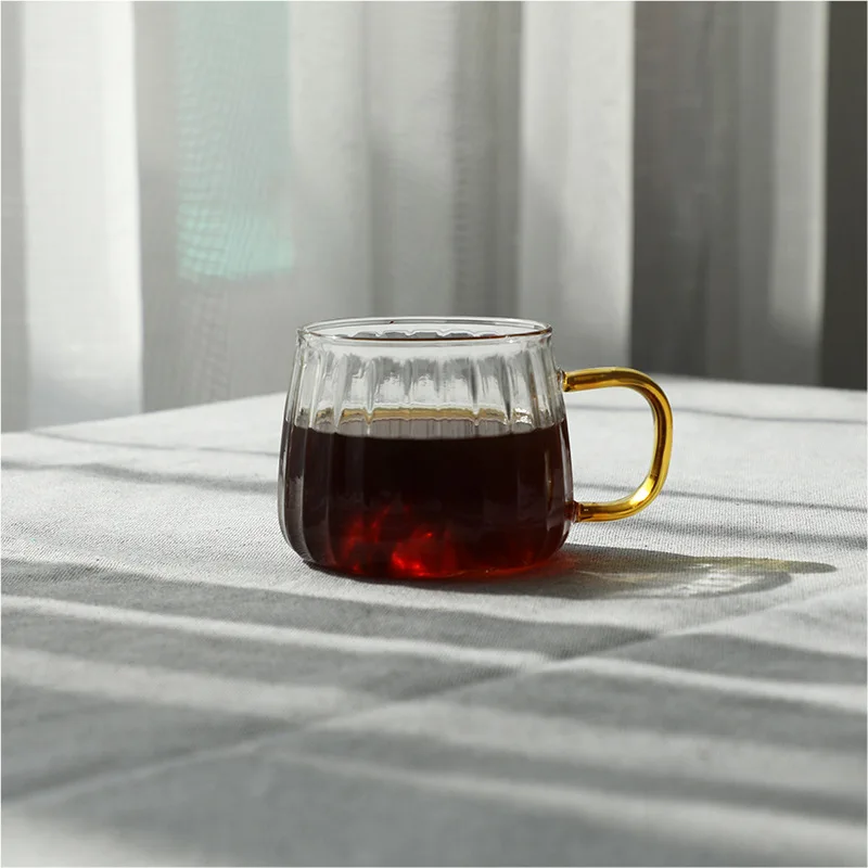 Chinese Art shaped Borosilicate Glass Coffee Tea Cup With Handle