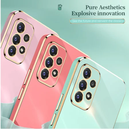 Luxury Electroplated Square Frame Phone Case For Samsung Galaxy A 32 72 52 A72 A32 4G A52 A22 5G A82 Soft Plating Silicone Cover