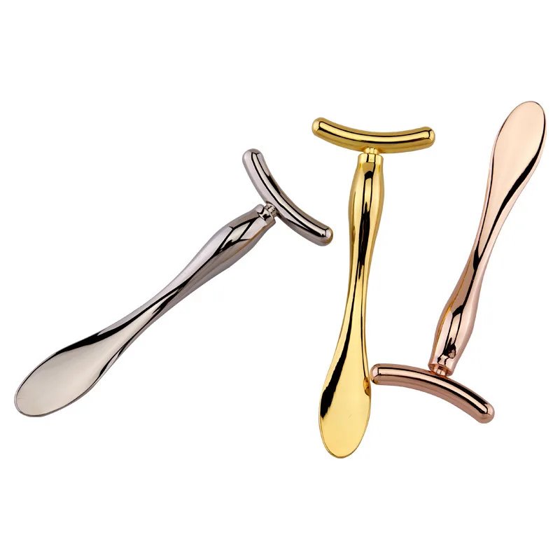 Wholesale Beauty Bar 24K Mini T Shape Metal Cream Spoon Eye Massage Sticks Facial Beauty Roller Skin Care Tools