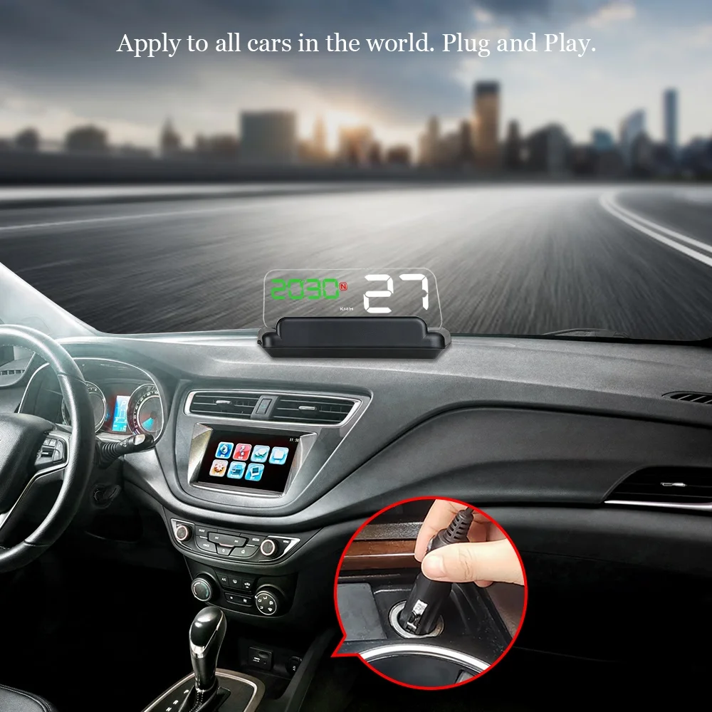 T900 GPS Car HUD Head Up Display OBD2 Security System Overspeed Alarm