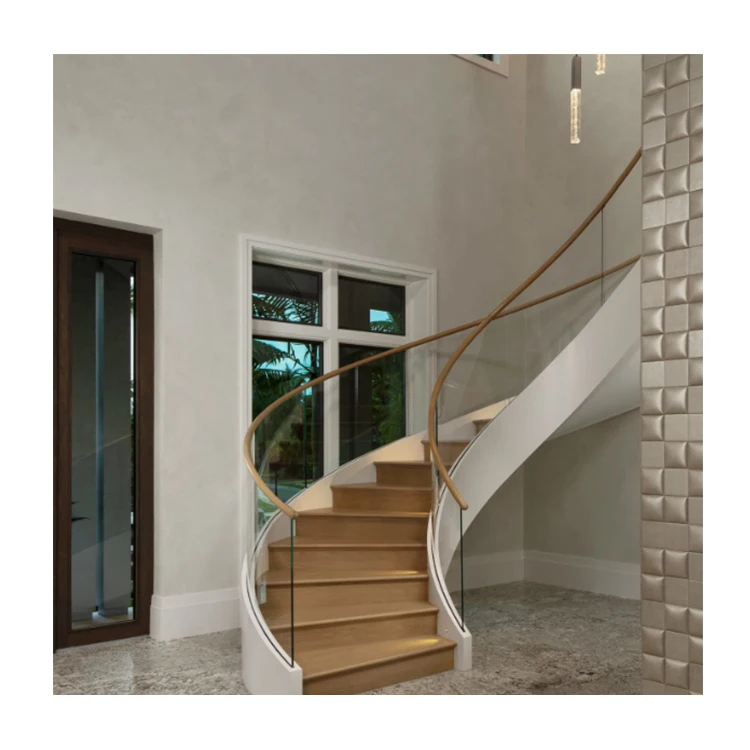 Modern Steel Indoor Steel Wooden Curved Stairs Spiral Stairs Price