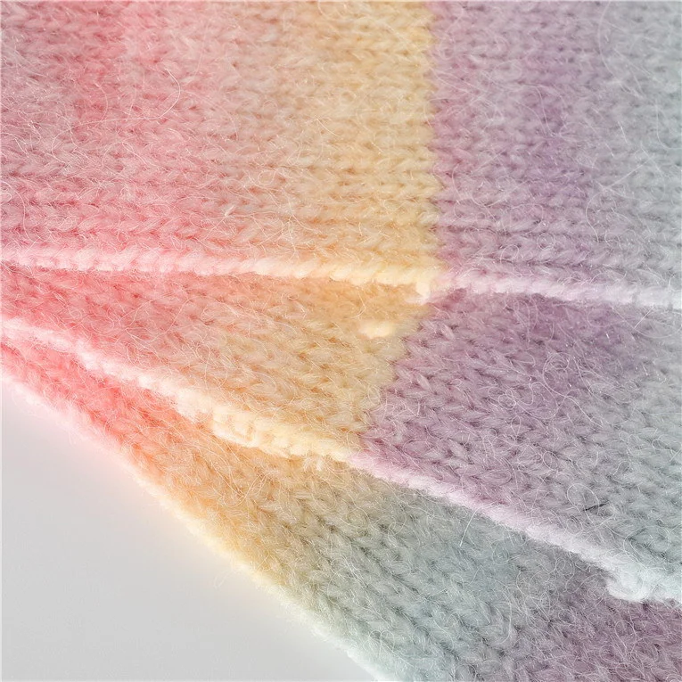 3.3s/1 4% Wool Blended Acrylic Rainbow cake Fancy Air Yarn woven worsted color gradient trim yarn on cone  for milk cotton yarn