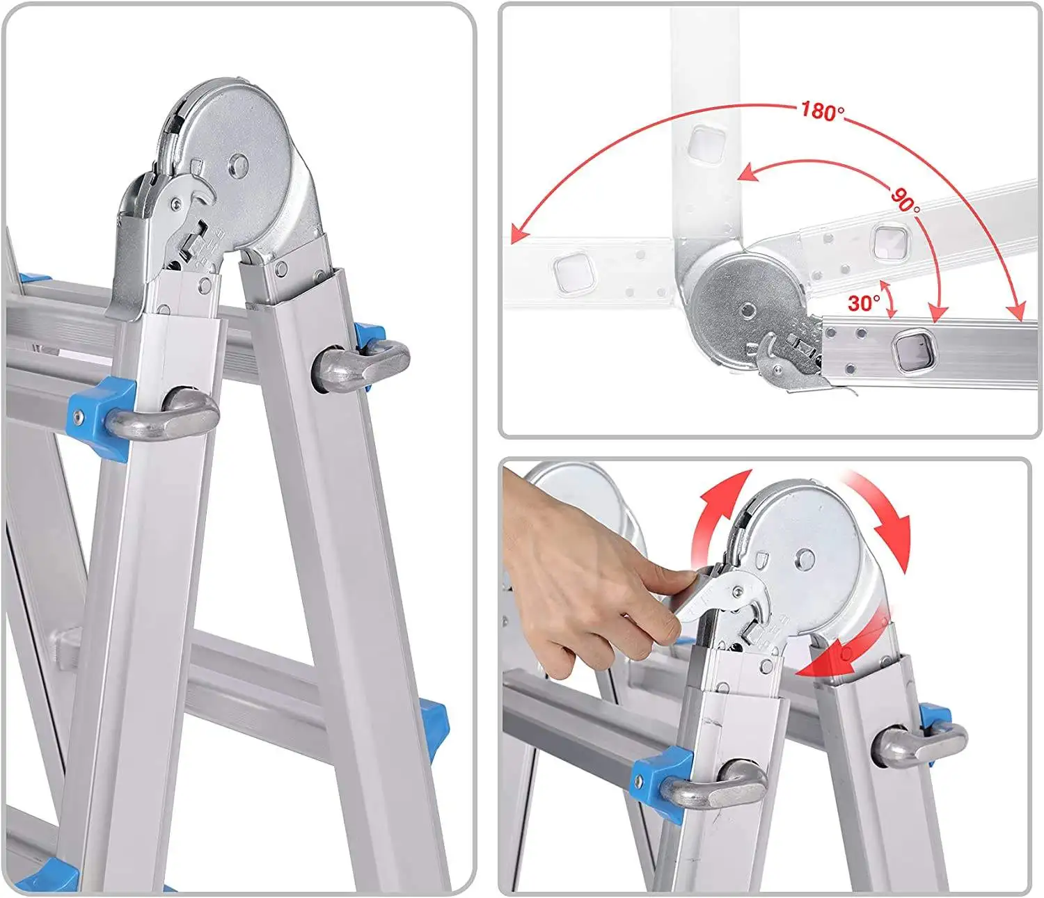 Adjustable Multi-Position Ladder Telescoping Ladder with Non-Slip Rubber Feet for Home and Working Indoor Outdoor