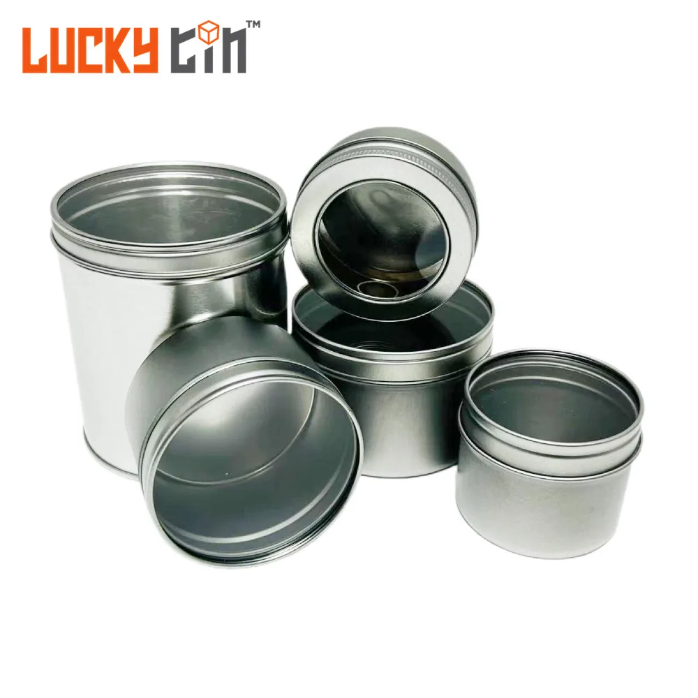Custom 100ml 150ml 200ml 250ml Matte Aluminum Jar Round Metal Box Clear Window Tin Can