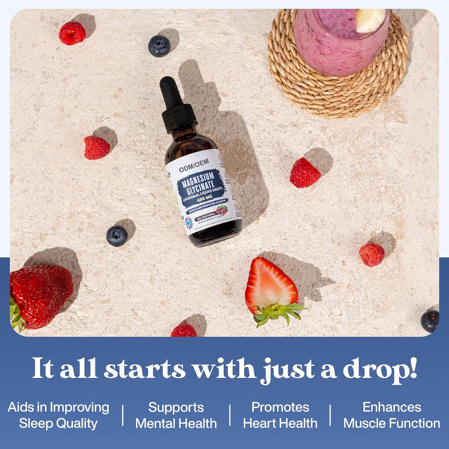 Private Label Magnesium Glycinate Liquid Drops Natural Mineral Supplement for Bone Health Essential Magnesium Supplement