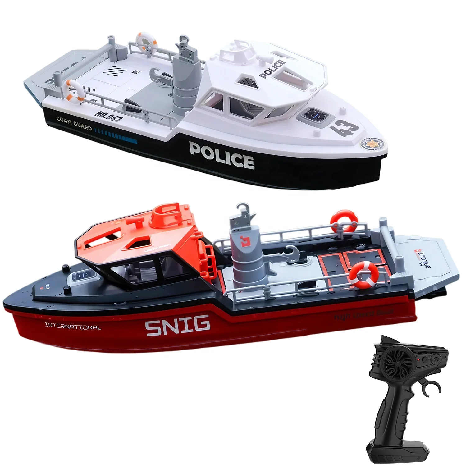 TX694 High Performance RC Rescue Craft 2.4 GHz Long-Range Remote Control Police Boat Brushless for Kids Adults Water Activities