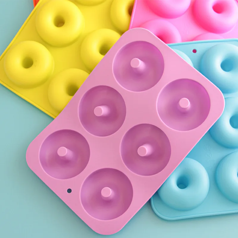 Homesun 6 Cavity Round Shape Doughnut Maker Pan Silicone Cake Chocolate Donut Tray Baking Dessert Mold for Baking Tool