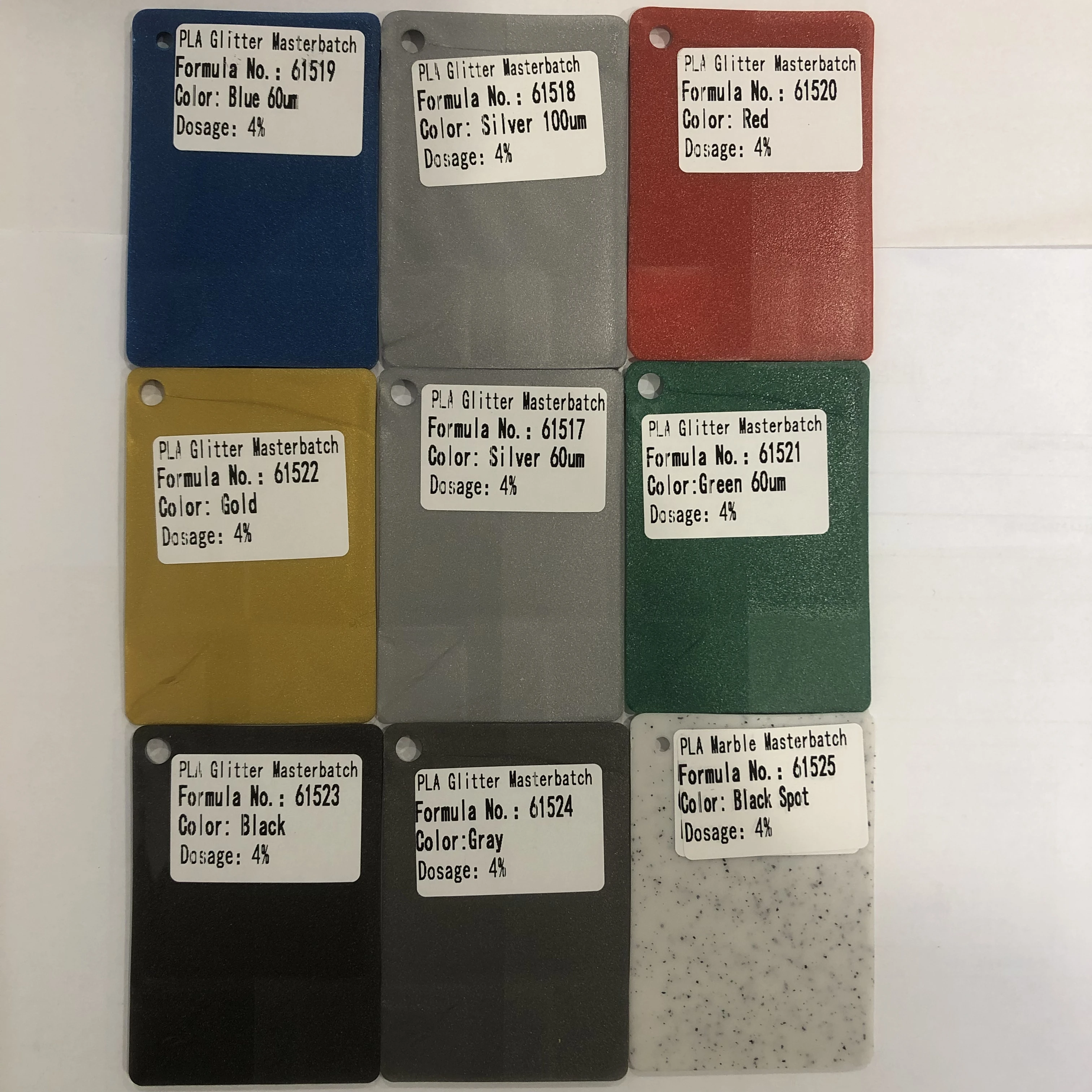 Rongfeng Masterbatch Factory PLA Glitter Masterbatch Custom Colors Green Blue Red Gold Silver Black Marble Flower Origin Packed