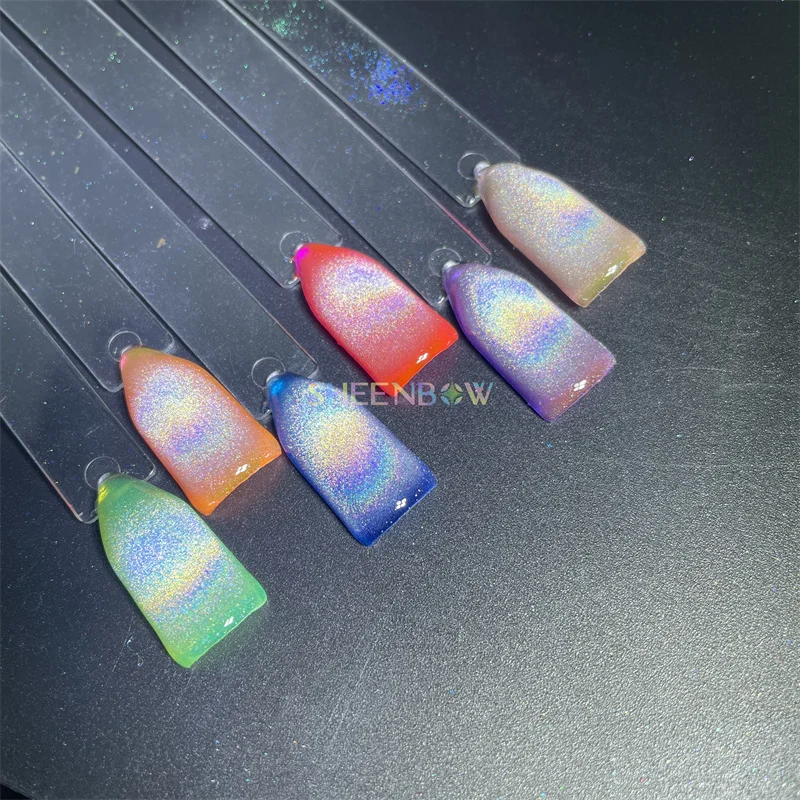 Sheenbow 3d rainbow holographic magnetic nail pigment holo cat eye powder