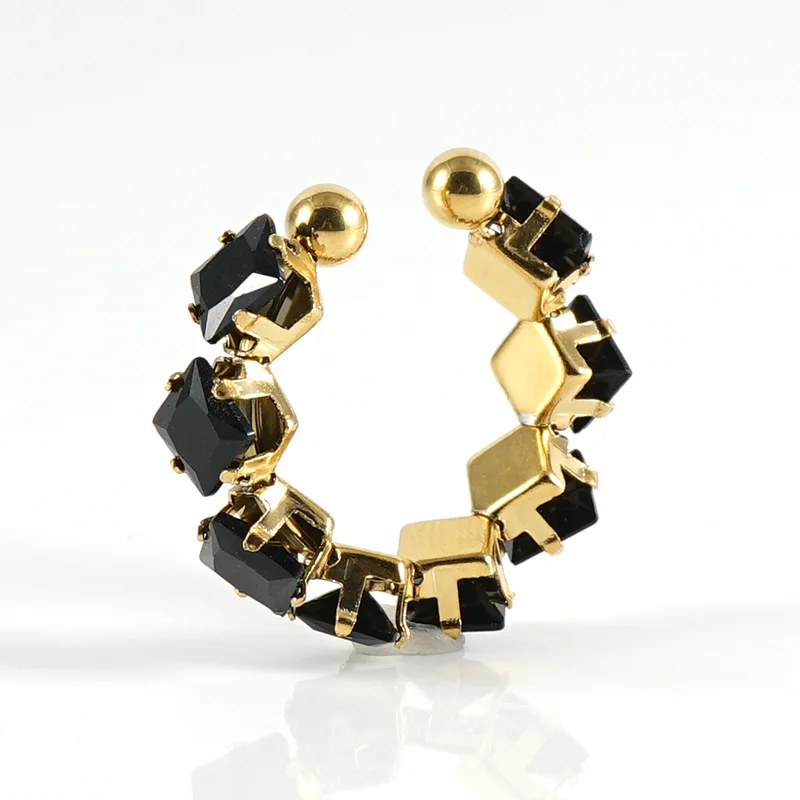 Кольцо из нержавеющей стали с бриллиантами относится к европейским и американским модным 18-каратным золотым регулируемым ювелирным изделиям живое женское геометрическое кольцо