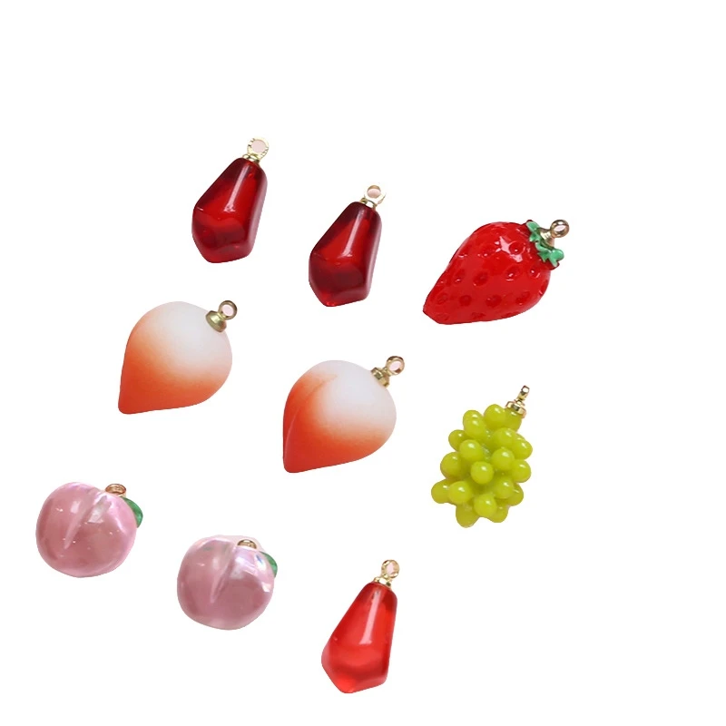 Fruit Pendants Charms 3D Charms Fruit Loose Spacer Beads Resin Embellishment for DIY Bracelet Necklace Earring Jewelry Making