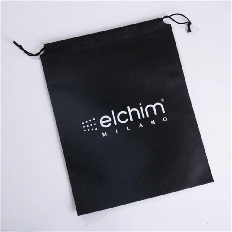 Custom Logo Black Color Drawstring Dust Nonwoven Bag