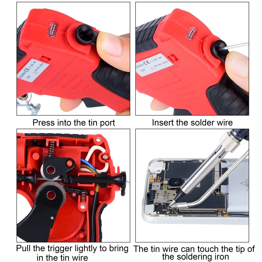 JCD CJ-129B Soldering Gun Automatic Hand-held Solder Iron Kit Welding Tool with Lead-free Wire