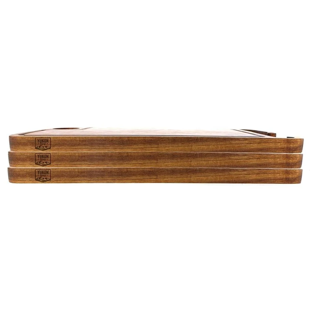 Refined-bam Acacia Wood Steak cutting Board with sauce cups and knife