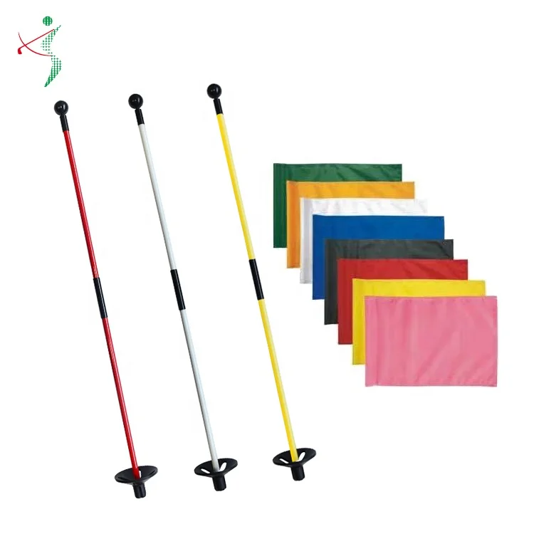 Factory OEM Golf Putting Green Golf Flag Fiberglass Flagpoles With Metal Base
