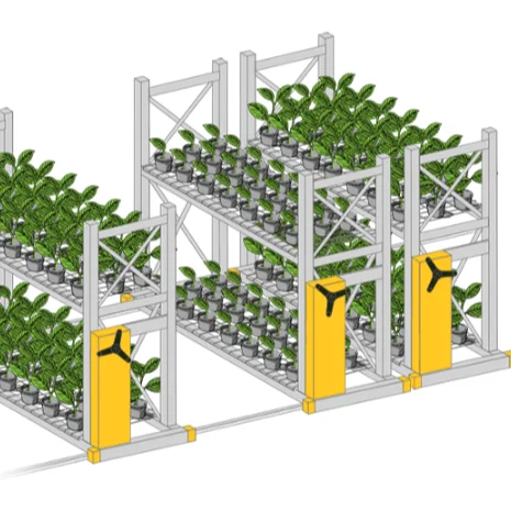 Mobile Storage System Nursery Rack Two Tier 4x8ft Grow Rack Vertical Farming