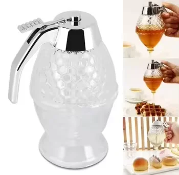 Dainty Eco Friendly Glass No Drip Honey Jam Syrup Dispenser Squeeze Bottle Dispenser Portable Kettle Honey Jar