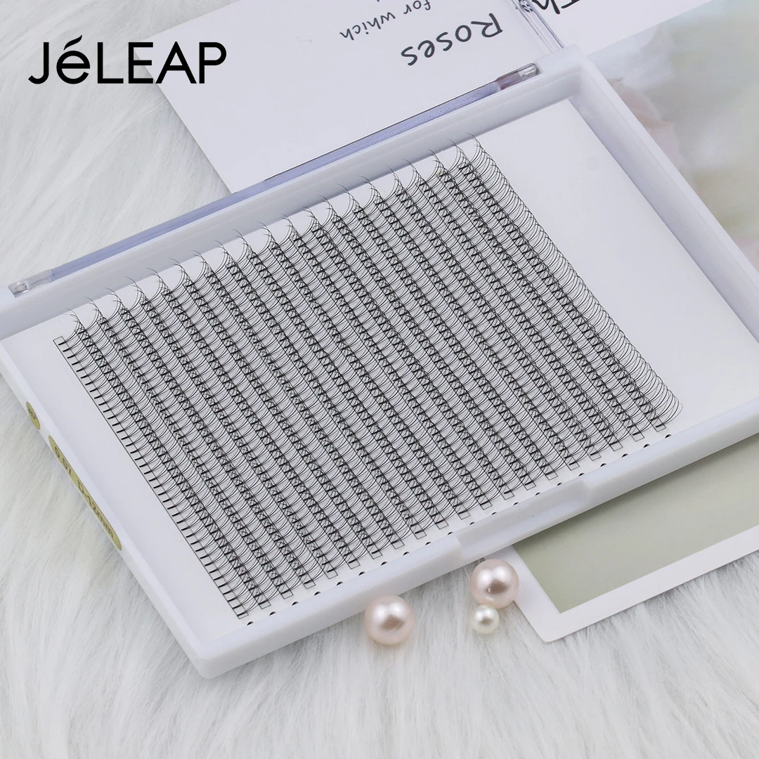Korea PBT Fiber Matte Black Soft Ellipse Lash Extension 0.07 D 12mm Big Tray 3D Flat Hybrid Short Stem Premade Fan Lashes