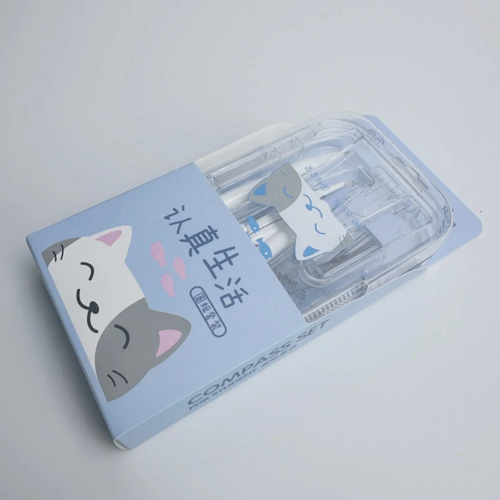 Direct Sale Math Geometry Set 8pcs with Double box Include Mechanical pencil Compass Pencil Lead Refill ruler Compass set