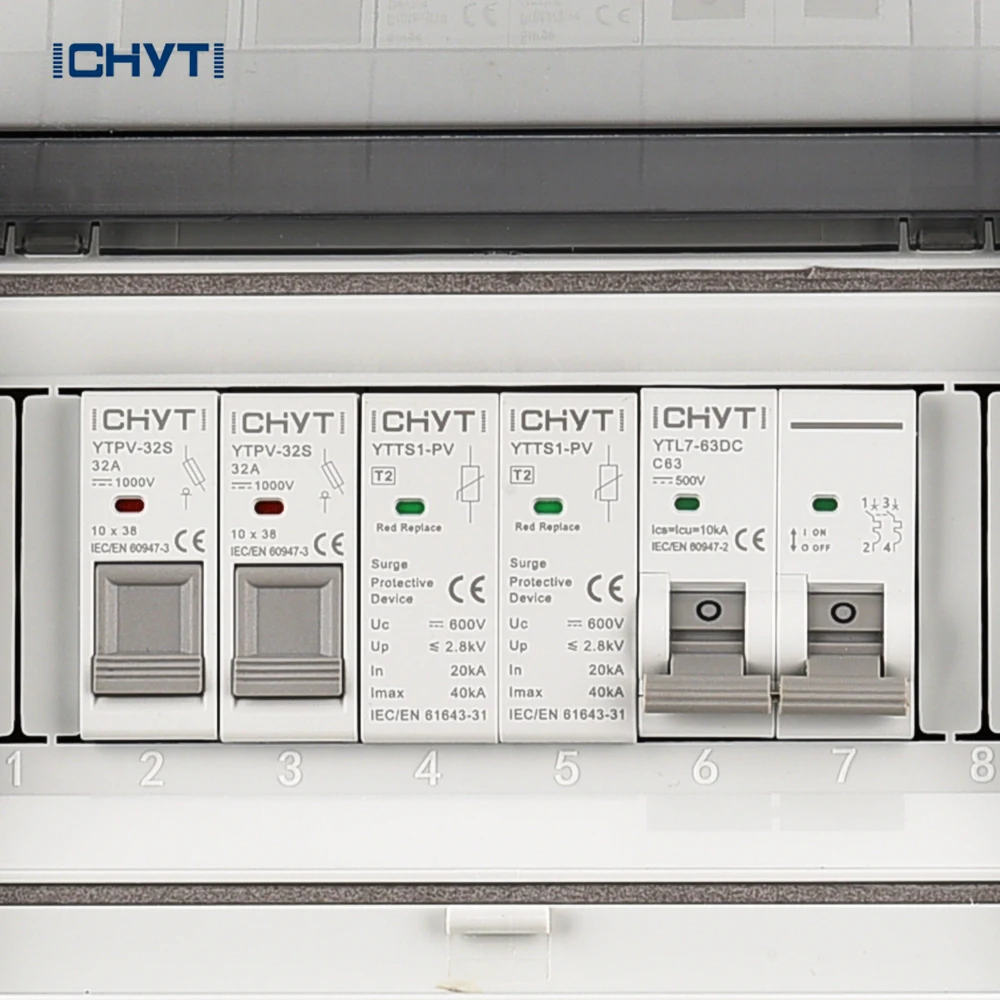 CHYT 1 in 1 out PV Combiner Box for 1 strings solar panel DC 600V Photovoltaic solar array  IP65 DC SPD lightning protection