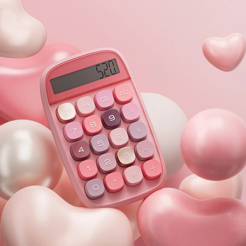 Mechanical Switch Calculator,Pink Calculator Cute 10 Digit Large LCD Display and Buttons,Calculator with Large LCD Display