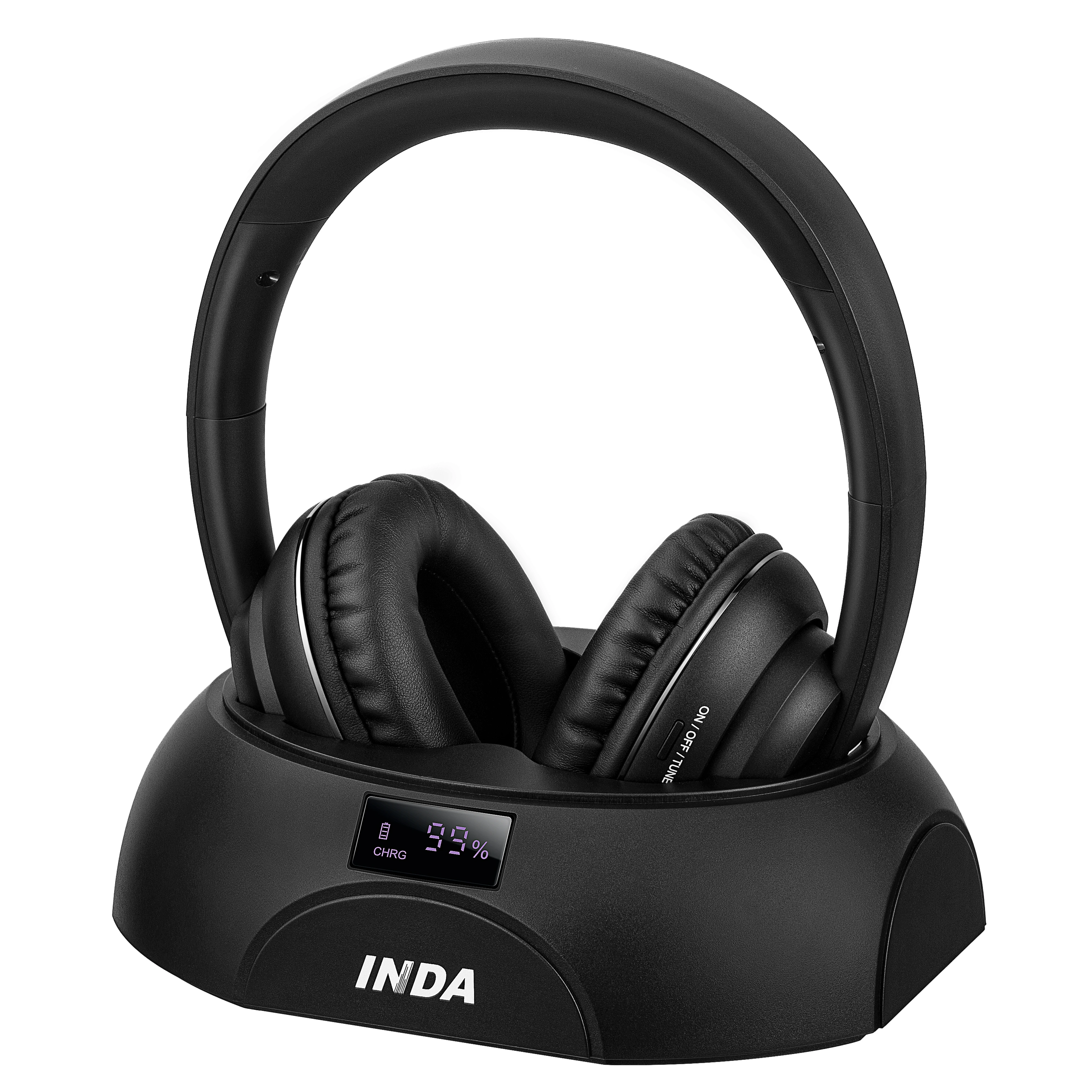 Headphones for TV, wireless stereo headset for TV viewing with charging station INDA YH710