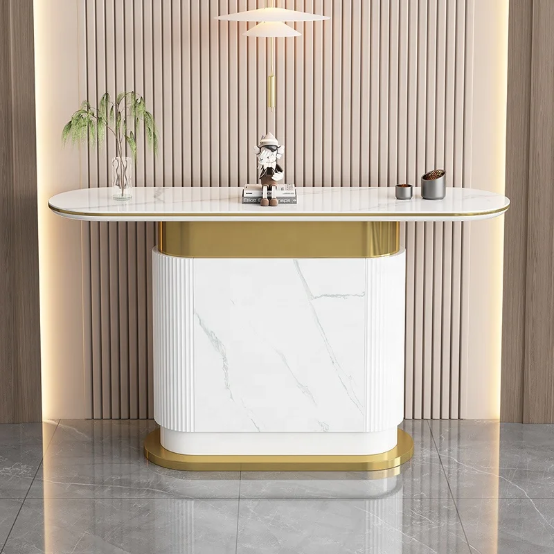 Nordic Light Luxury Modern White Slate Decorative Porch Table Console Table For Home Living Room Furniture