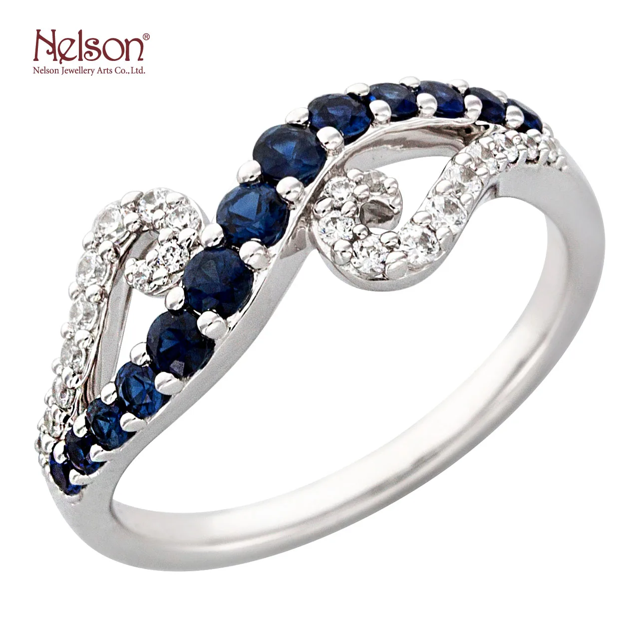 Zero risk Wholesale price no MOQ OEM ODM Award Winning Factory Top Notch Luxury 18K White Gold Real Blue Sapphire Diamond Ring