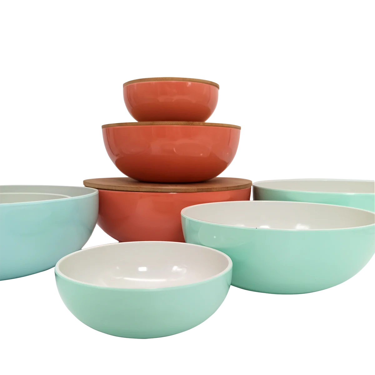 
Melamine mixing bowl with large capacity with a bamboo lid 