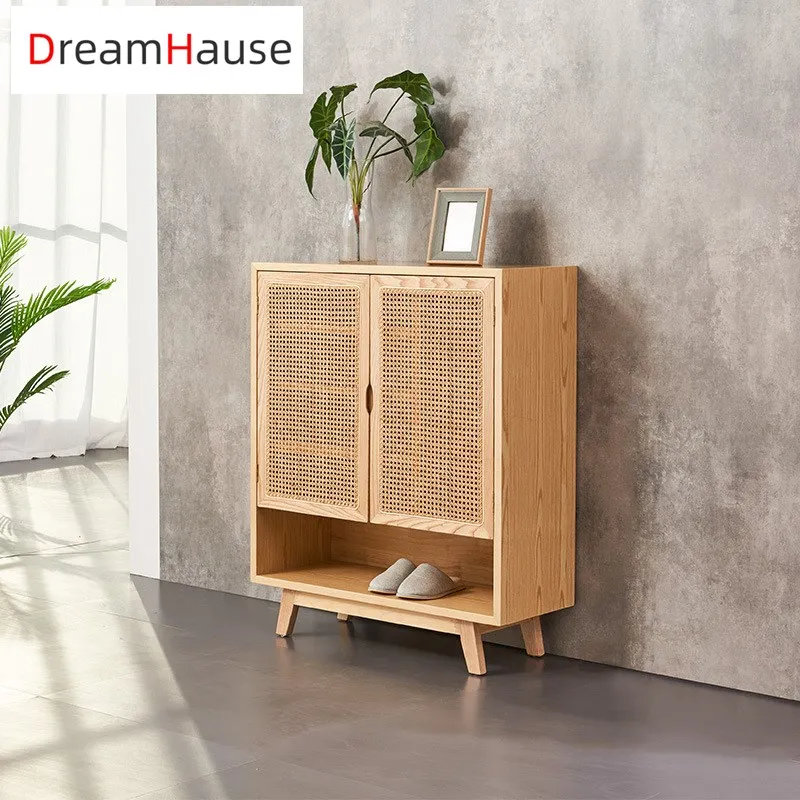 Dreamhause Nordic Solid Wood Shoe Cabinet Household Modern Minimalist Storage Cabinet