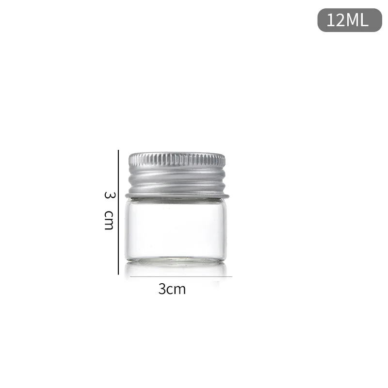 30mm screw mouth aluminum cap 12ml 15ml 20ml 25ml 40ml 50ml 55ml 60ml 80ml 95ml 100ml 110ml transparent glass test tube bottle