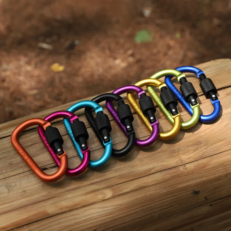 Aluminum alloy mountaineering buckle backpack lock hook safety buckle D-type quick-hanging large key chain