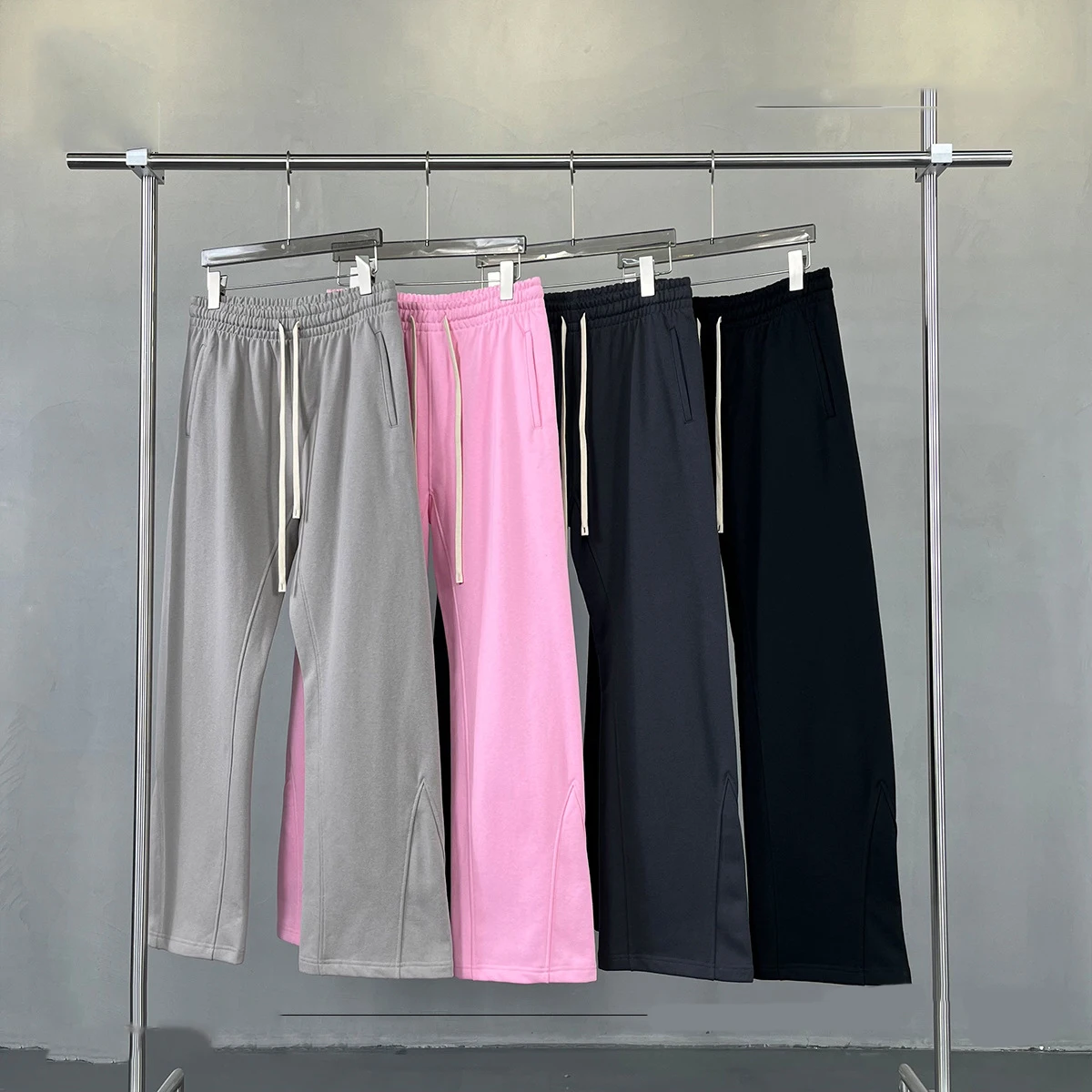 Streetwear Luxury Heavyweight 400GSM Cotton Stone Wash Custom Logo Wide Leg Flare Sweat Pants Men