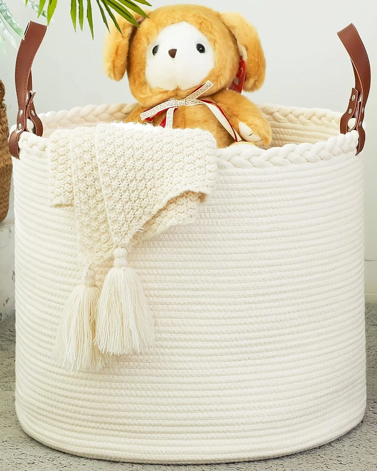golden supplier woven cotton laundry storage basket braded  fabric  cotton baby laundry basket