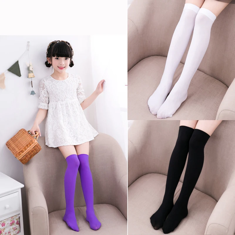 Wholesale Childrens Stocking Velvet Dance Socks Over Knee Pure Color for Girls
