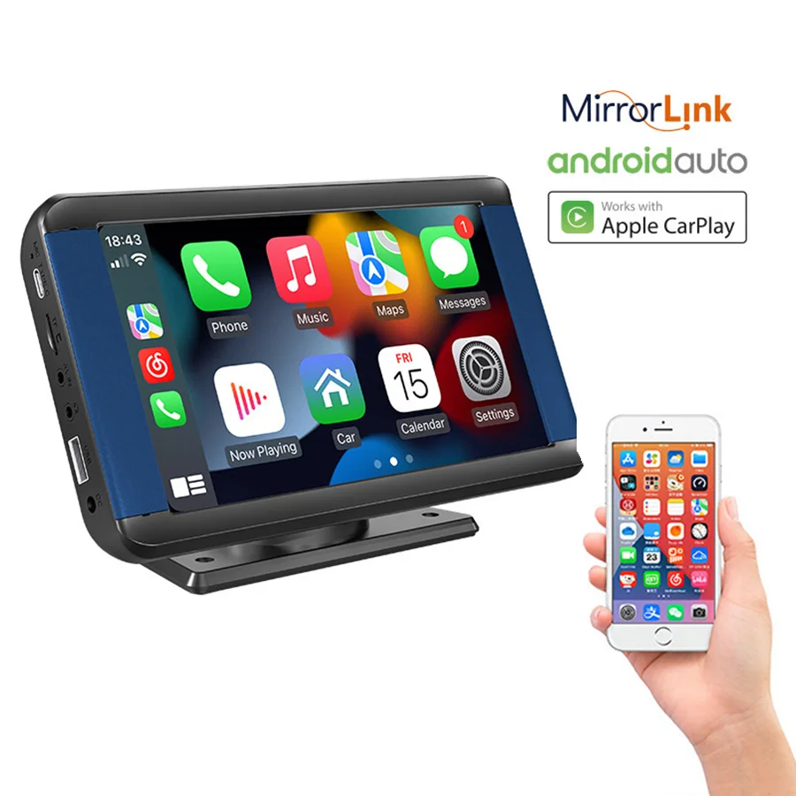 7 Inch Multimedia Mp5 Portable Carplay Bluetooth Version 5.0 Car Radio Stereo With Wireless CarPlay Touch Screen Car Monitor