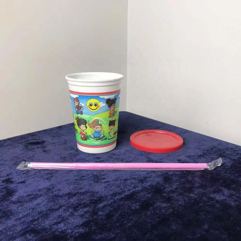 Wholesaler Disposable Customized Reusable Plastic PP Kid Cup With Lid and Straw