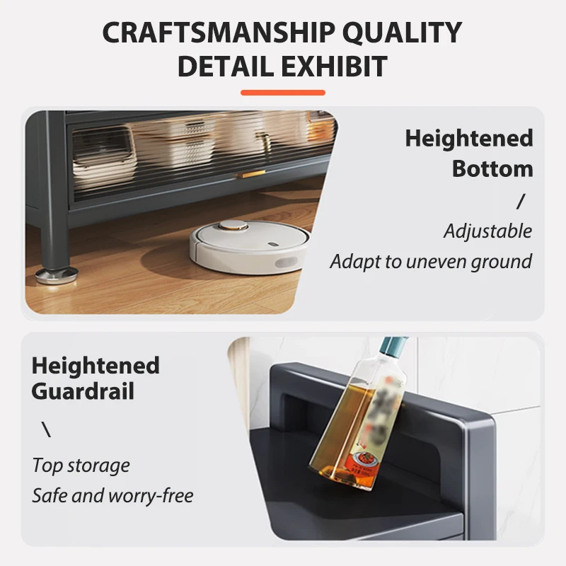 New style kitchen organizer rack living room with door shelf multifunctional floor multi-layer microwave metal storage cabinet