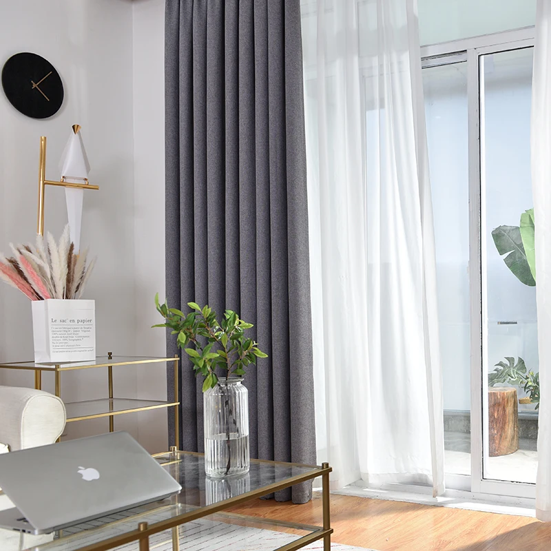 Innermor Blackout Curtains for Living room Modern Drapes Faux Linen Korean Style Window Curtain for Bedroom Customized