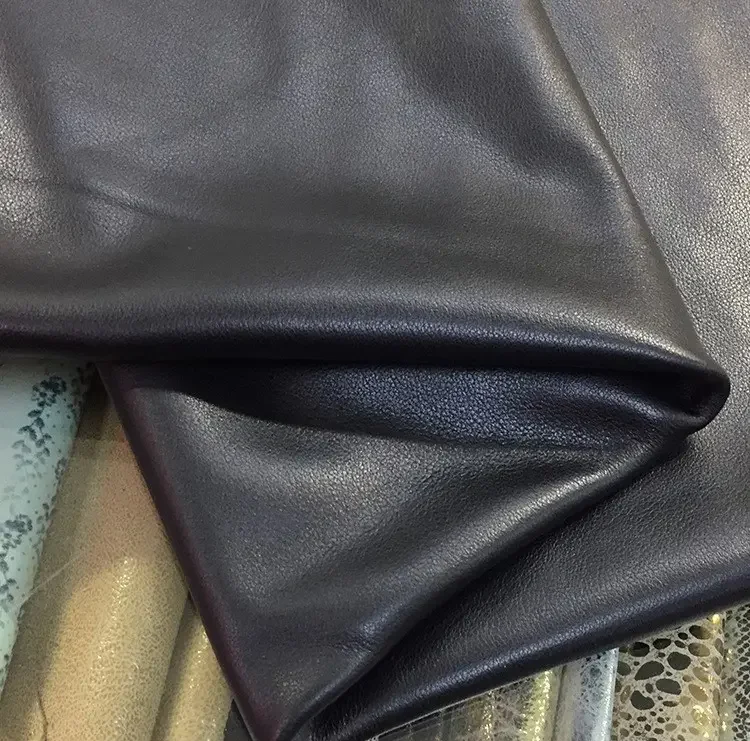Black Milled leather 100% Genuine Cow Leather for shoes bags