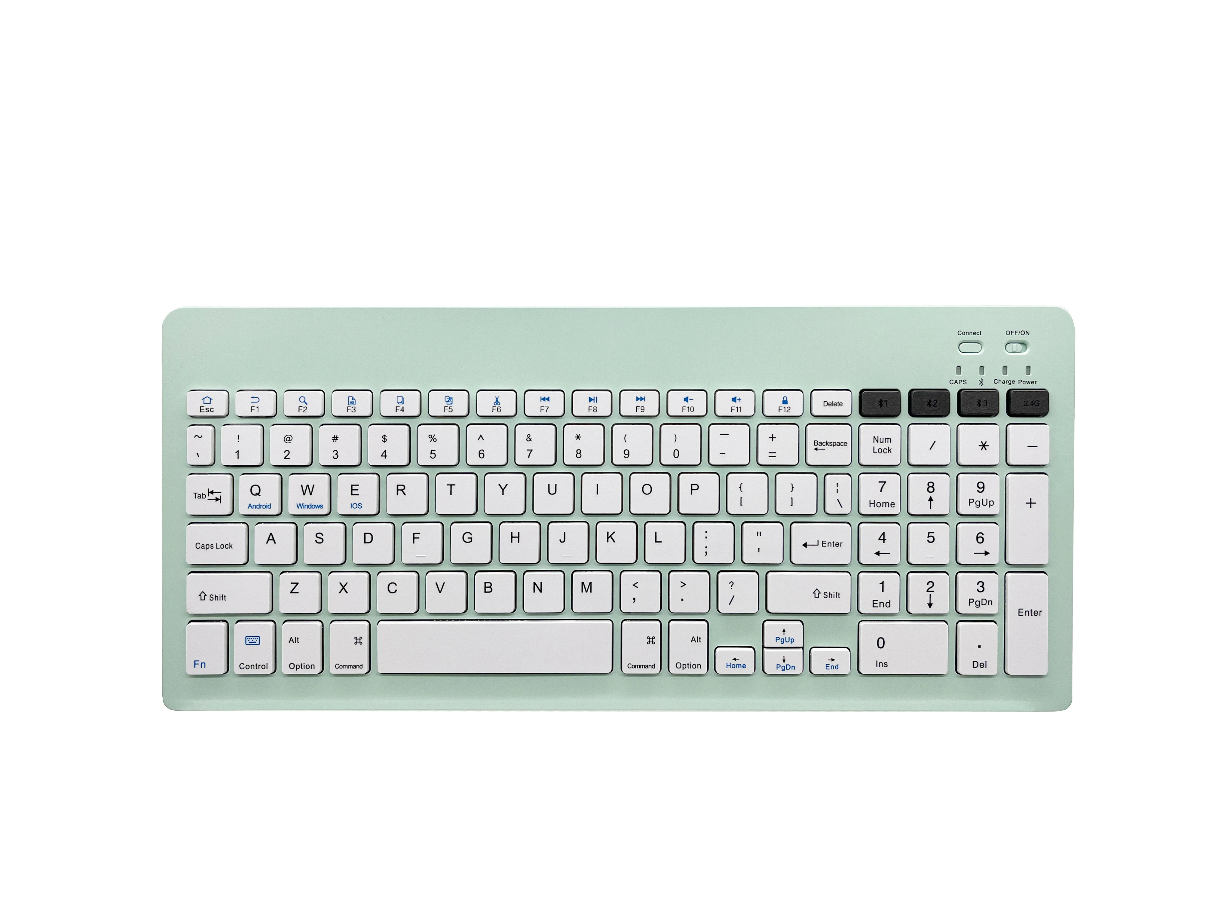 Factory Wholesale 99-key Mini Dual Mode 2.4g Bluetooth Keyboard Portable 2.4g&Bluetooth Keyboard for iPad Tablet PC Smart Phone