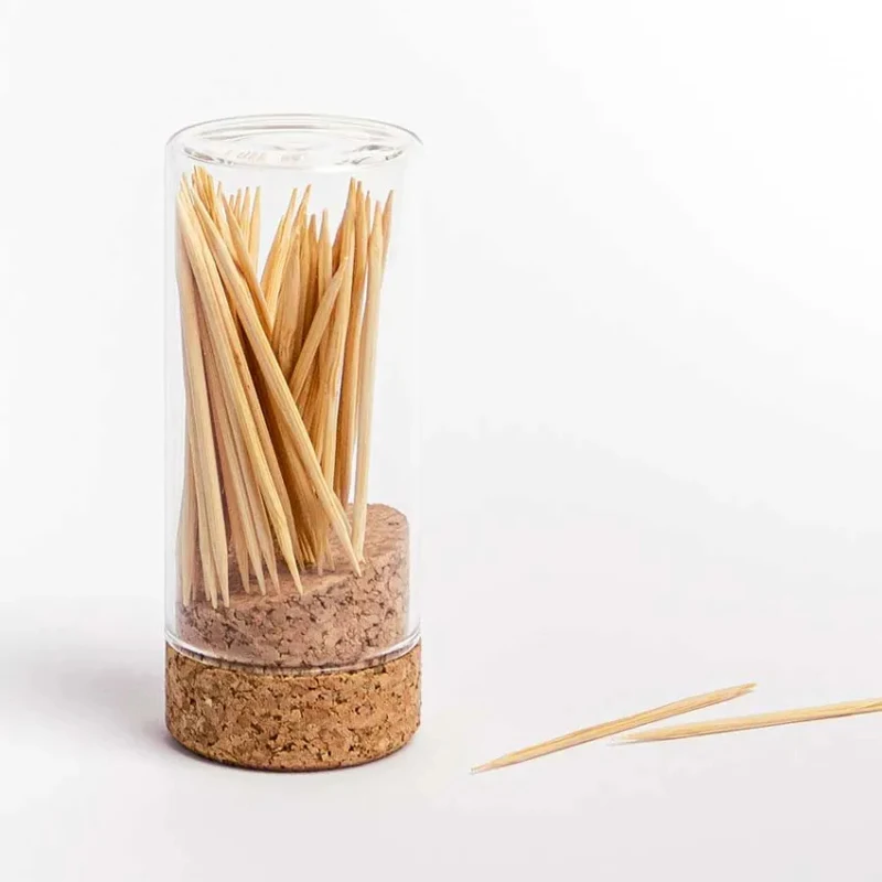 Glass Cork Toothpick Holder Decorative Cork Top Kitchen Tooth Pick Display Container