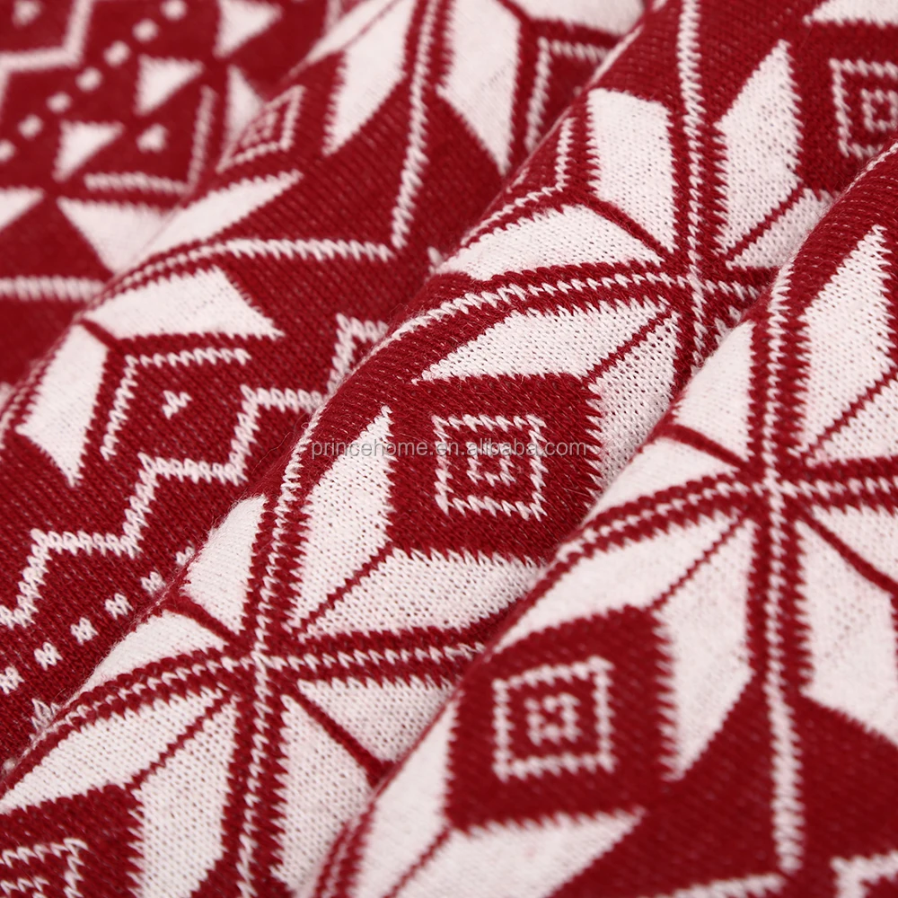 Warm and Soft snowflake design with Sherpa backing Blanket Knitted Throw