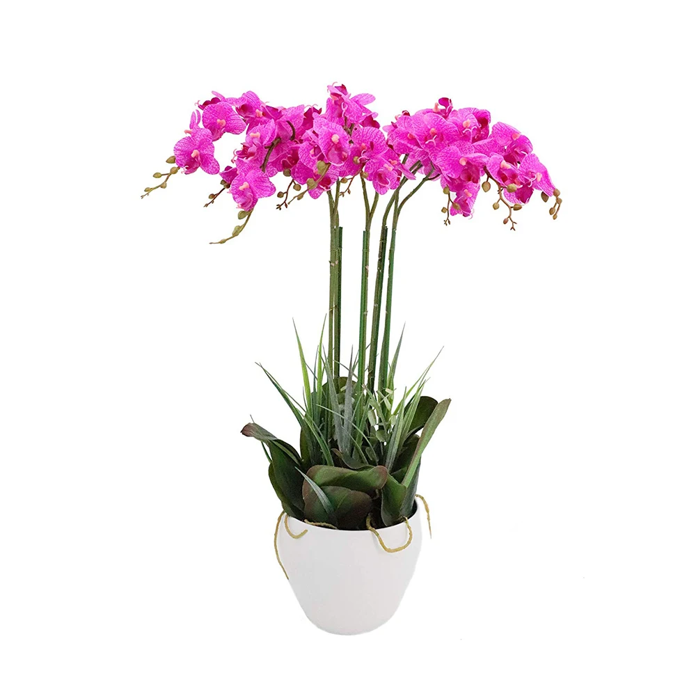 Real touch fabric bonsai orchid plants artificial orchid plastic potted plant for indoor decor
