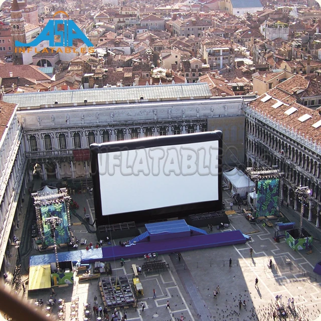 Outdoor inflatable movie screen with cinema projector, drive in movie screen for sale