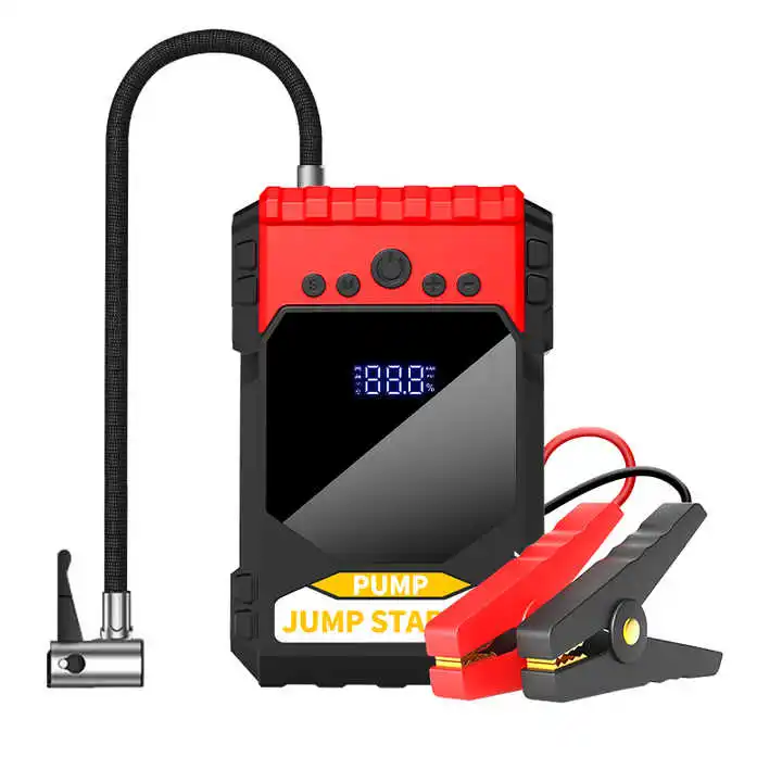 Hot new portable car jump 12v car 15000 mah power bank car jump start with tire inflator start air compressor